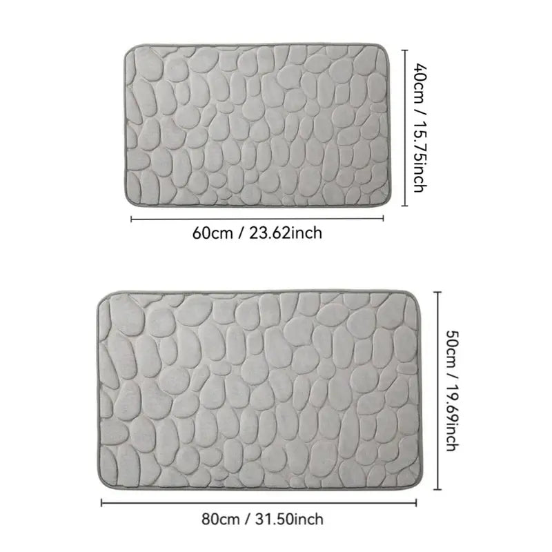 Non-Slip Water Absorption Bath Mat with Pebble Design for Bathroom Safety and Comfort