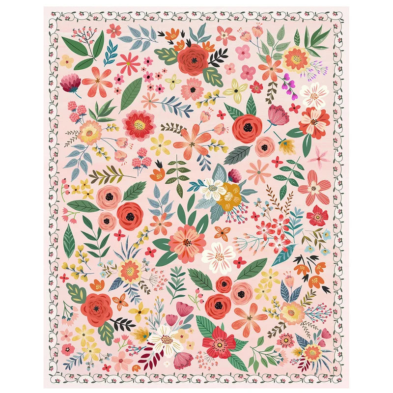 8x10 Indoor Washable Boho Floral Rug with Non-Slip Backing – Low Pile Carpet for Living Room & Bedroom