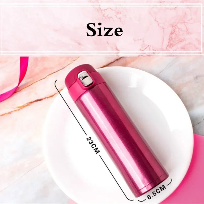 500ML Stainless Steel Vacuum Flask Thermos Cup with Bouncing Cover for Coffee Tea Milk Water