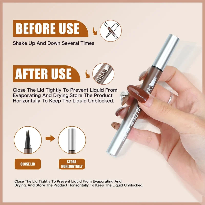 Waterproof Eyebrow Liquid Pencil - Non Smudging, Quick Drying, Multiple Colors
