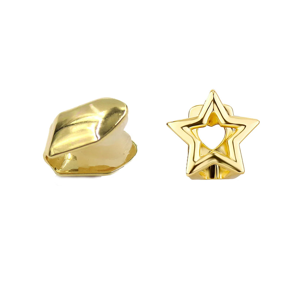 Punk Hollow Pentagram Star Grillz Teeth Caps for Men Women Halloween Costume Jewelry