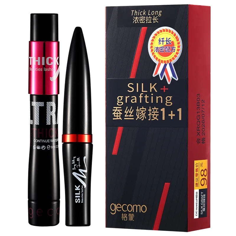 Waterproof Long-Lasting Curling Mascara Set with Fiber Infusion - Non-Smudge, Double Tube Design
