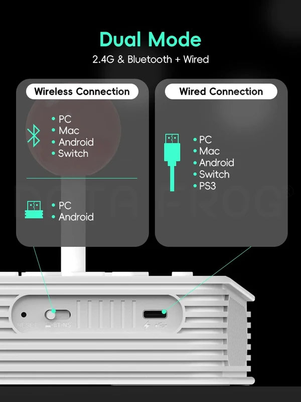 Wireless Arcade Fight Stick for Switch & Windows - Dual Connection & Tactile Blue Switches