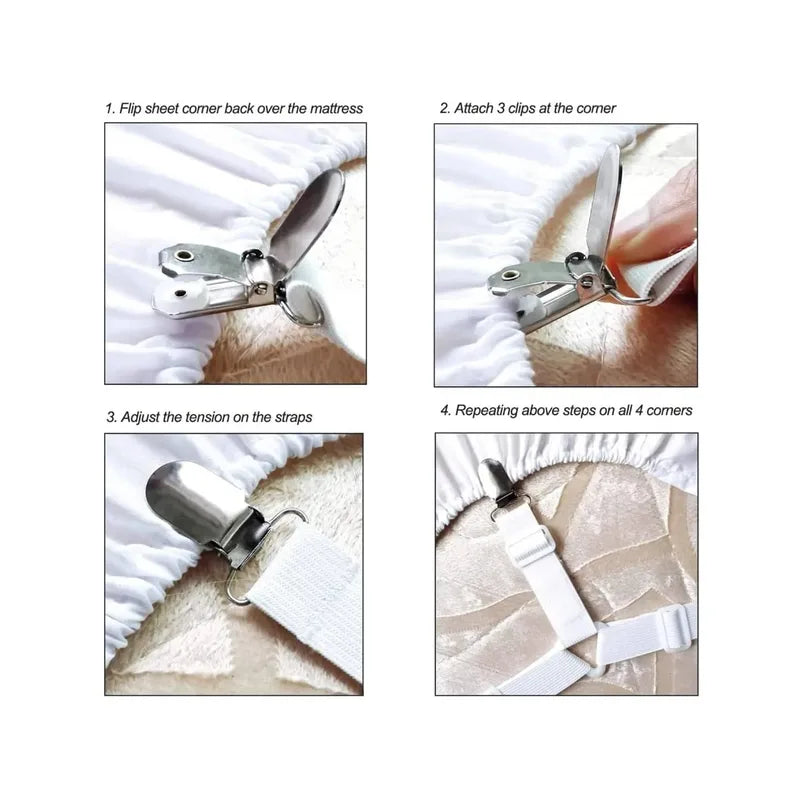 4Pcs Triangular Adjustable Bed Sheet and Quilt Holder Clips - Metal Fasteners for Upholstery and Tent