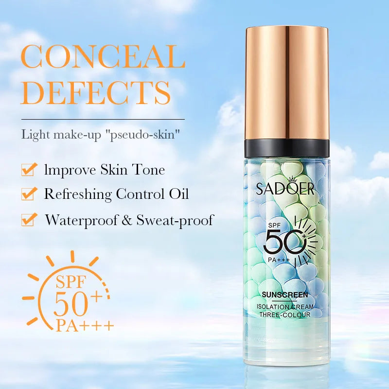 Tri-color Waterproof Face Makeup Primer & Contour Cream 40g - Natural Base
