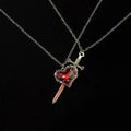 Elegant Sword Heart Necklace Set for Men and Women - Couple Gift Jewelry