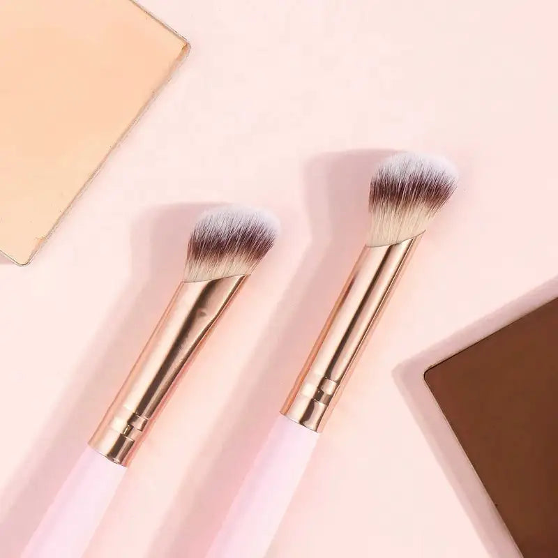 4-Piece Makeup Brush Set with Case - Dual-Ended Foundation, Blush, Eyeshadow Brushes for Beginners & Travel