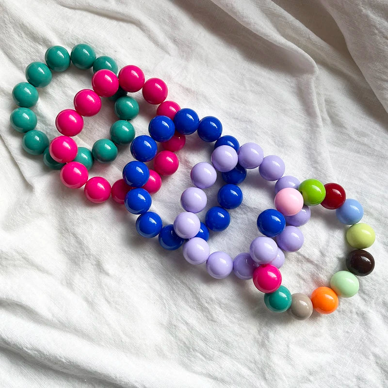 Colorful Acrylic Beaded Bracelet Set - Chunky Stacking Jewelry for Women