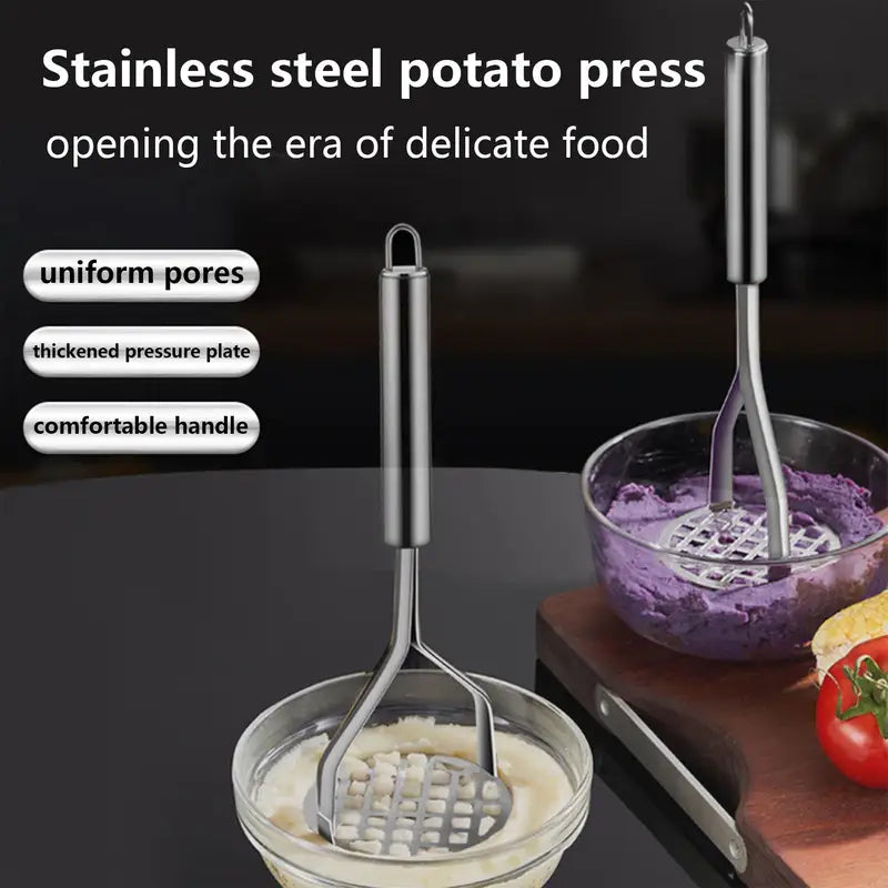 Stainless Steel Potato Masher for Vegetables & Fruit - Ergonomic Kitchen Tool