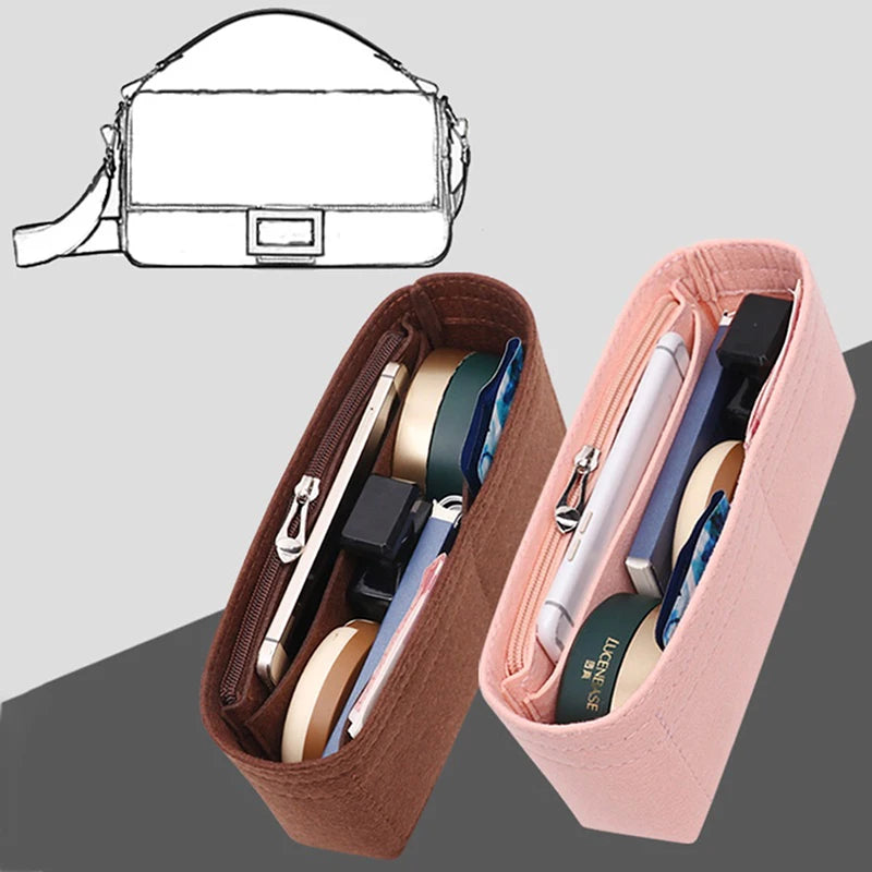 Felt Bag Organizer Insert for Handbags and Cosmetic Bags - Multi-Color