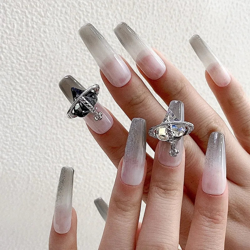 10pcs Nail Rhinestone Charms Set Silver Gold Nail Art Accessories DIY Luxury Parts