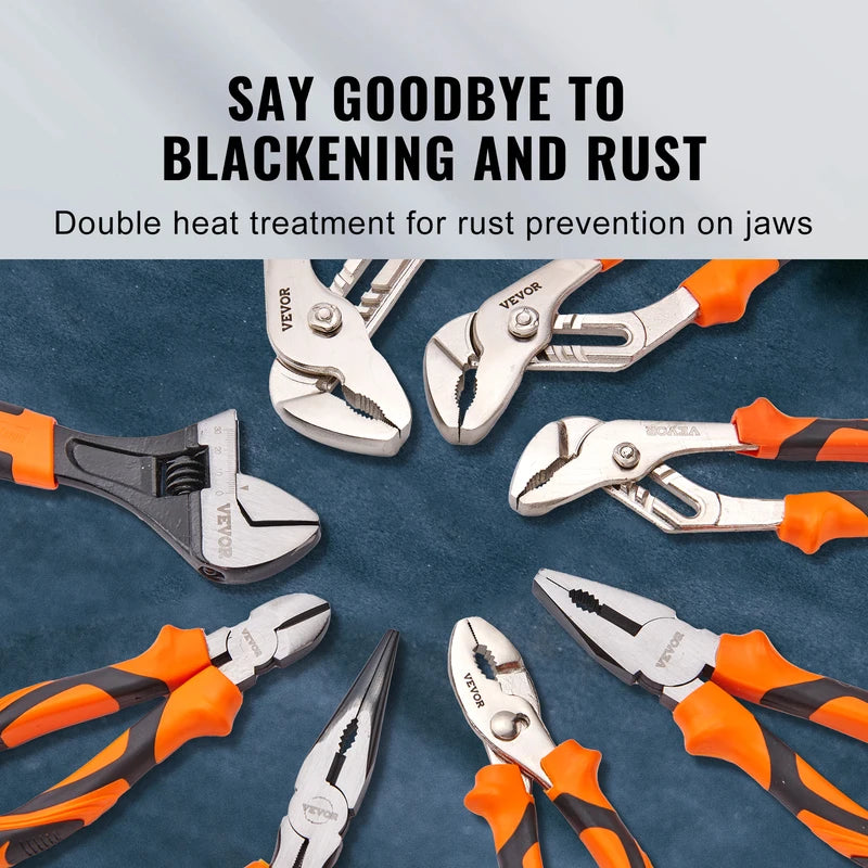 8-Piece Pliers Set High Carbon Steel Includes Groove Joint Long Nose & Linesman Pliers