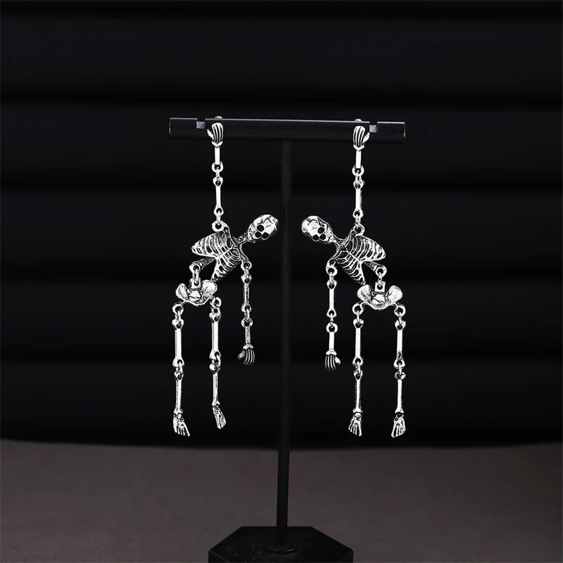 Halloween Skeleton Skull Earrings for Women Punk Style Holiday Jewelry