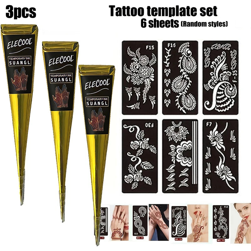 Semi Permanent Henna Body Paint Set Waterproof Temporary Tattoo Kit for Party Festival Cosplay