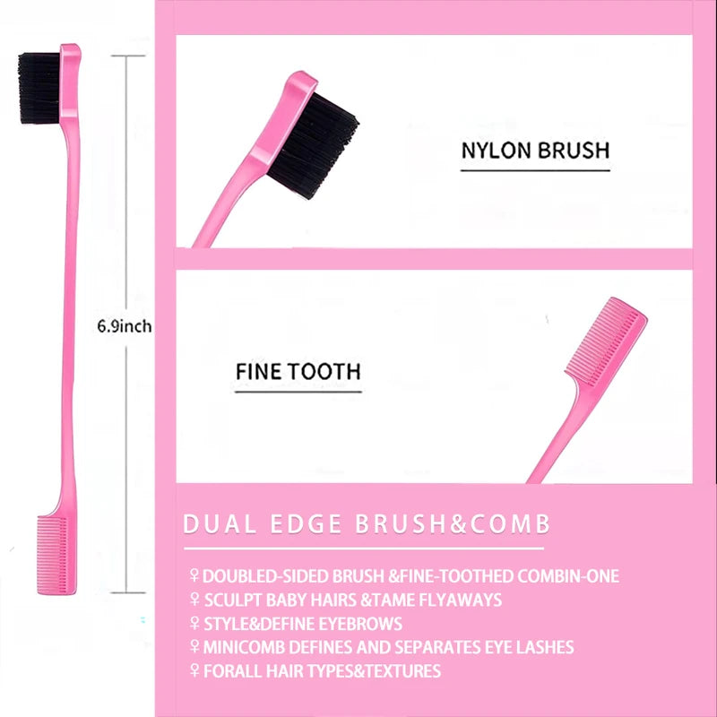 3-Piece Hair Comb Kit Fine Tooth Dual Edge & Bristle Brush for Hair Styling