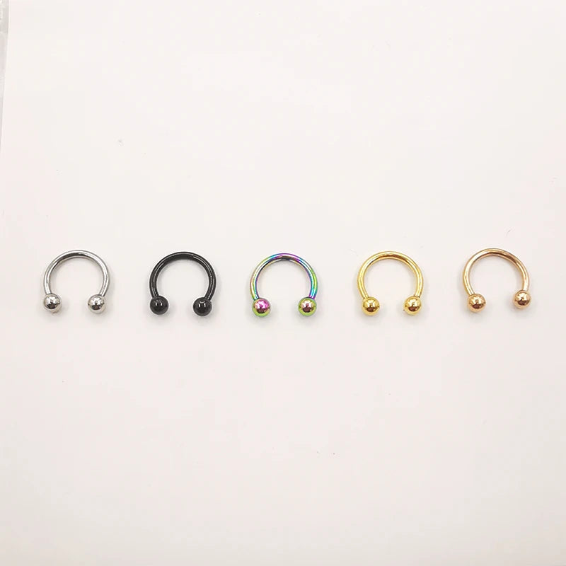 20 Pcs Stainless Steel Circular Barbell Lip & Eyebrow Rings Body Piercing Jewelry