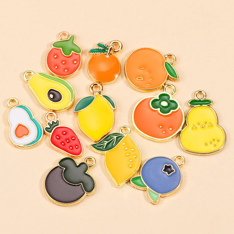 10Pcs Alloy Enamel Lemon Charm for Jewelry Making DIY Necklace Earrings Charms