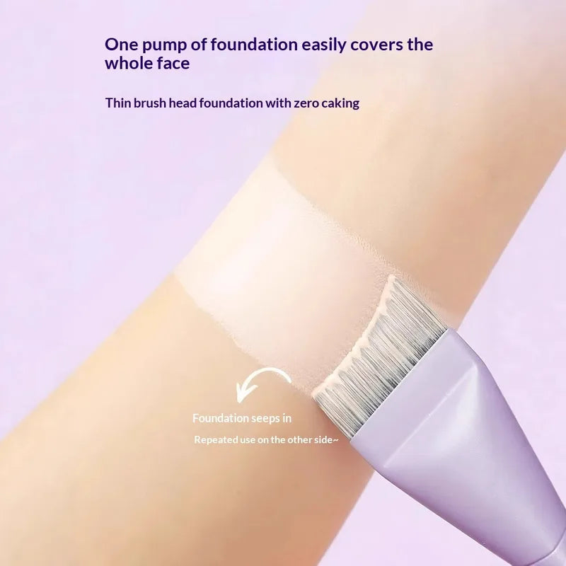 Ultra Thin Moon Shape Foundation Brush - Flat Top Angled Kabuki for Liquid Makeup & Concealer
