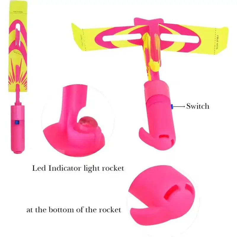 Light-Up Flying Slingshot Helicopter Toys Set for Kids - Outdoor Party Favors