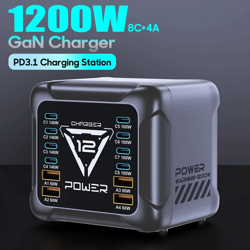 1200W USB C GaN Charger Fast Charging Station for Laptop & Phone