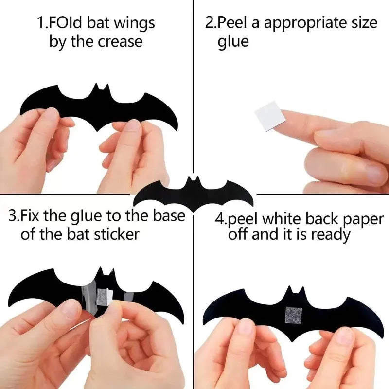 Halloween Bat Wall Decor with Purple Light No Light Wall Sticker Party Decoration