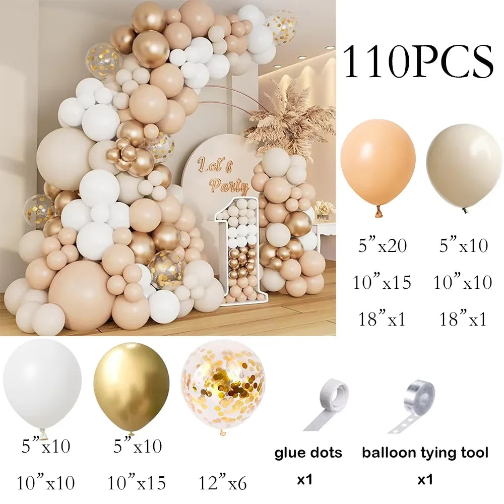 Metallic Gold & White Balloons Garland Kit for 30th Birthday Wedding Graduation