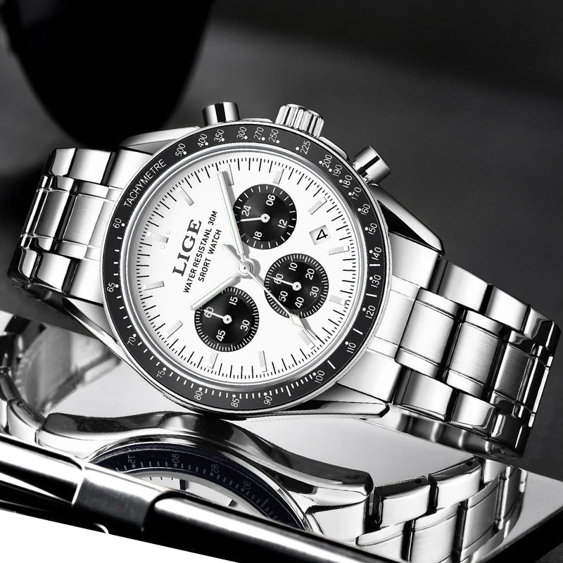 Luxury Business Men's Watch with Stainless Steel Strap and Luminous Dial