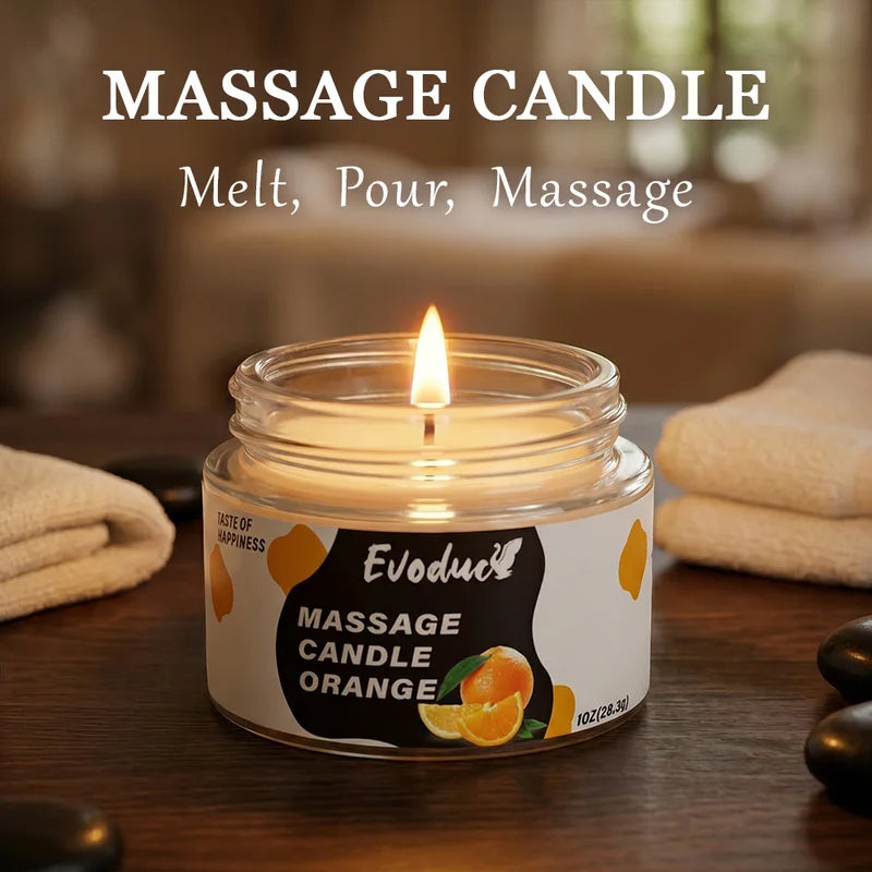 Massage Oil Candle with Sweet Orange Soy Wax for Relaxation and Deep Skin Moisturizing