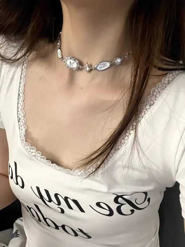 Gothic Vintage Butterfly Crystal Choker Necklace for Women Y2K Jewelry Gift