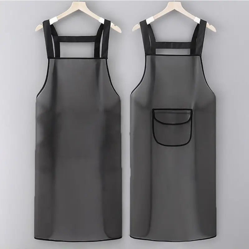 Waterproof Kitchen Apron Oil Resistant PVC Cleaning Apron - Transparent Black