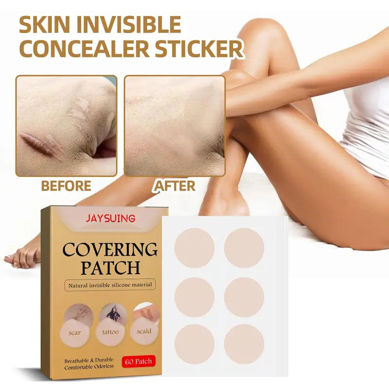 Invisible Scar and Tattoo Cover Stickers Waterproof Silicone Skin Patches 60pcs Set