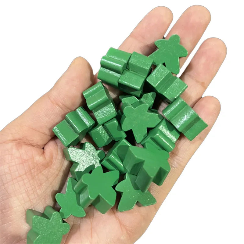 Wooden Meeples Board Game Pieces Set - 14 Colors, 16mm Replacement Pawns