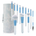 12-Piece Makeup Brush Set with Synthetic Nylon Bristles and Wooden Handles