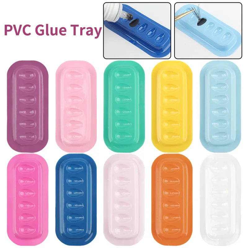 Eyelash Glue Holder Pallet Set for Lash Extensions - Plastic Makeup Tool
