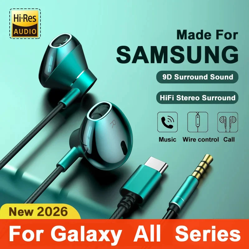 USB C Headphones with Mic for Samsung Galaxy and Multi-Device Compatibility
