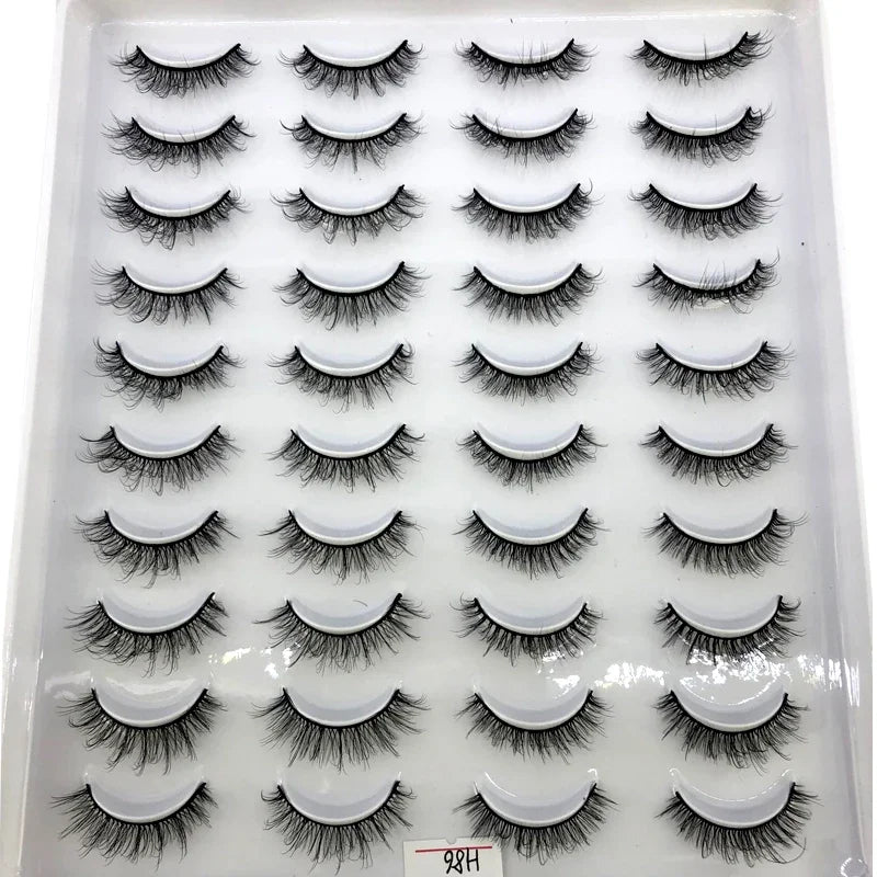 False Eyelashes 20 Pairs 3D Mink Natural Thick Wispy Eye Makeup Extension Tools