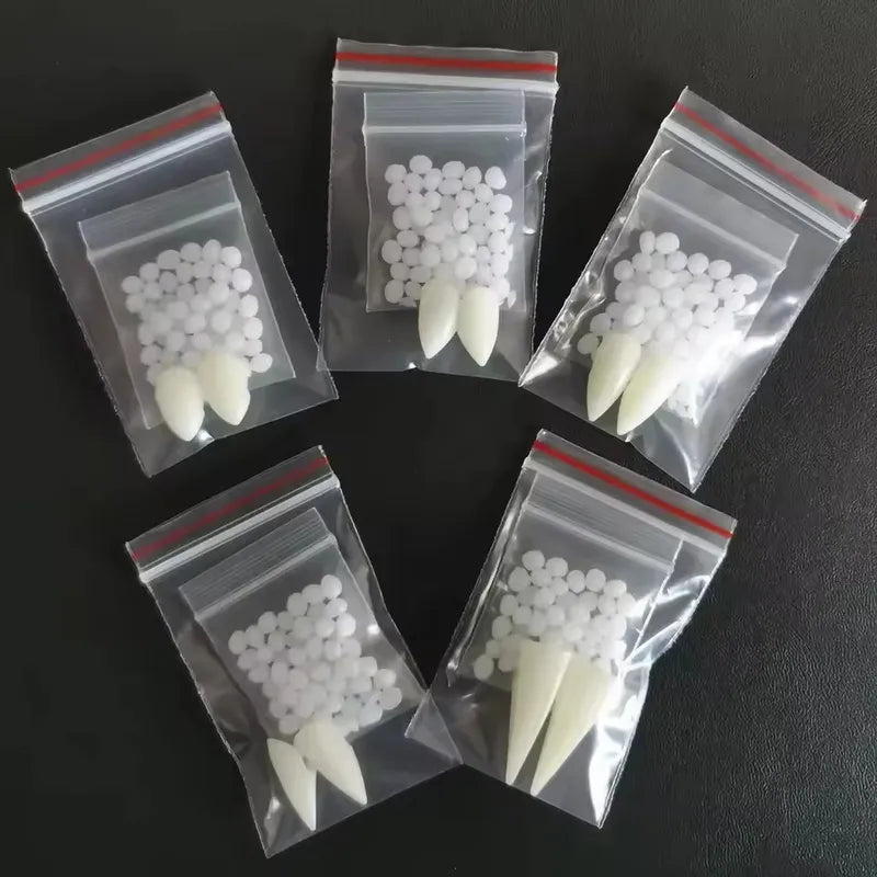Halloween Vampire Teeth Fangs Dentures Props - Fake Cosplay Teeth with Glue