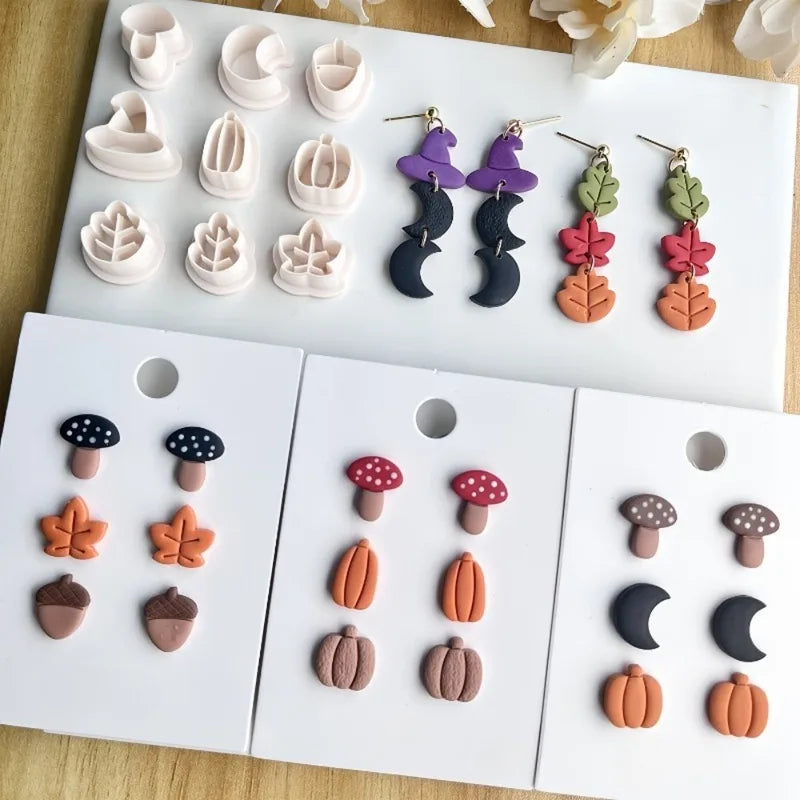 Fall Harvest Polymer Clay Cutters Set for Halloween Jewelry Making - 9 Pcs