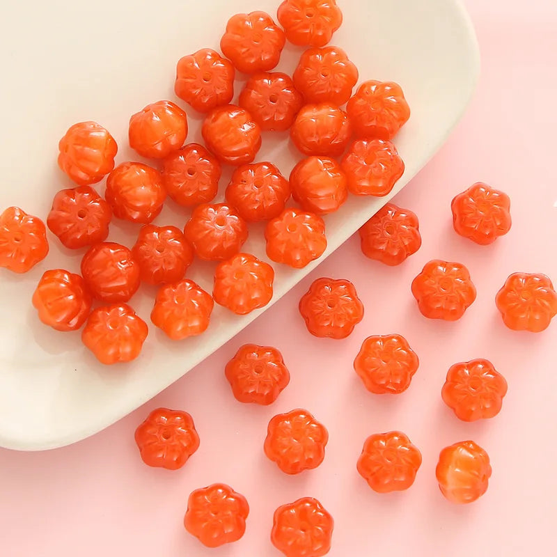 Pumpkin-Shaped Glass Beads for Jewelry Making - 10x11mm Lampwork Diy Craft Findings