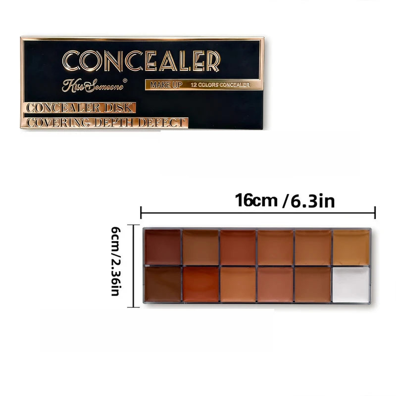 12-Color Waterproof Face Concealer Foundation Set for Dark Skin - Full Coverage Makeup