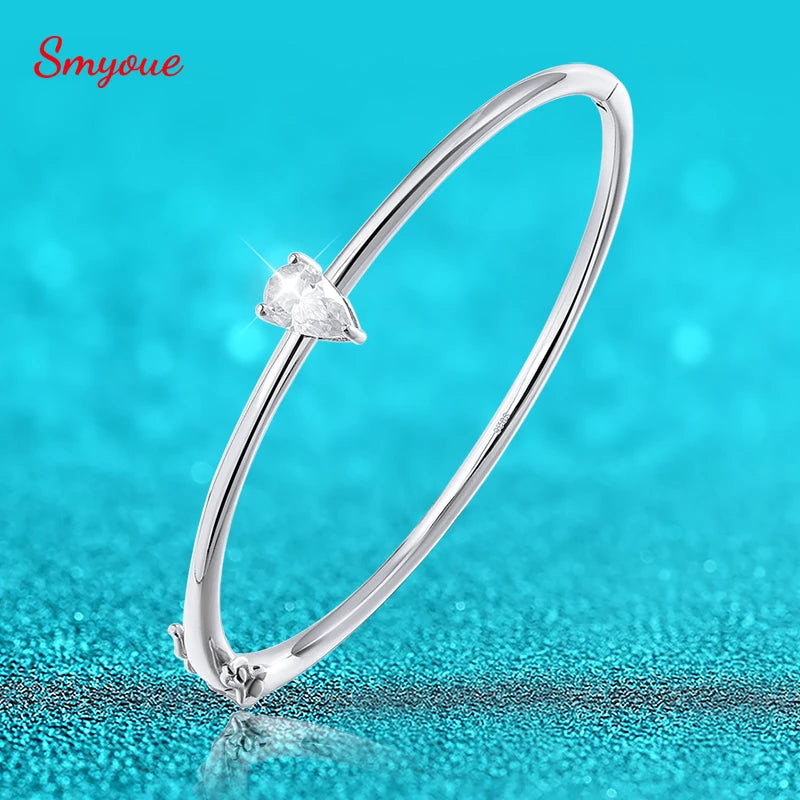Pear Cut Moissanite Silver Bracelet for Women - Certified Lab Diamond Jewelry