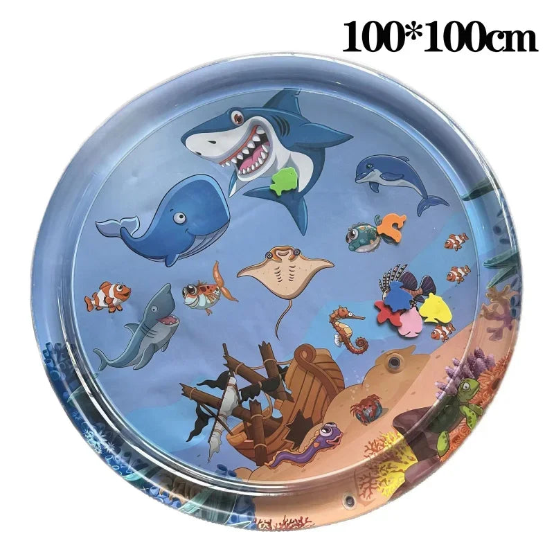 Inflatable Water Sensory Play Mat for Cats and Dogs - Fish Ocean Theme, Thickened PVC