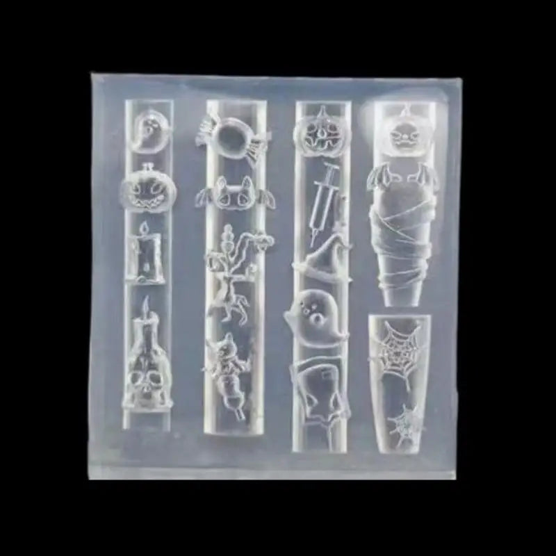 Halloween 3D Nail Mold Pumpkin Spider Relief Silicone Nail Art Decor