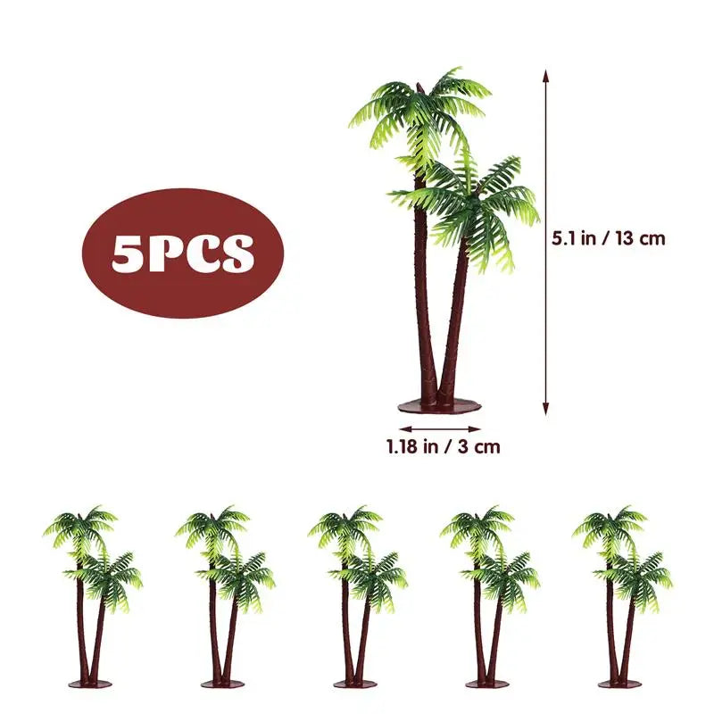 Miniature Coconut Tree Decor for Aquarium & Mini Landscape - 5 Pack