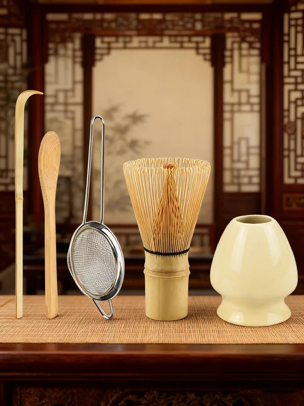Matcha Whisk Set with Tea Strainer & Accessories - Bamboo Starter Kit