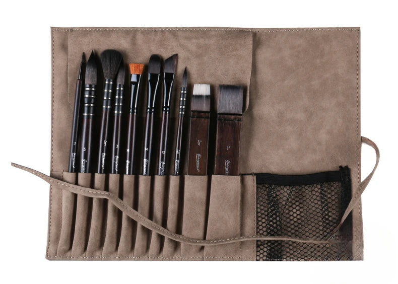 Watercolor Paint Brush Set 10 Pcs with Nylon & Rat Hair, Travel-Friendly Art Supplies