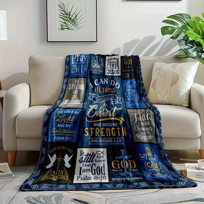 Large Christian Scripture Throw Blanket - Religious Faith Inspirational Home Decor