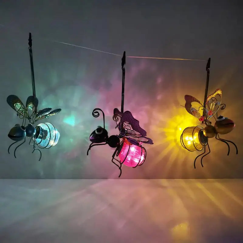 Solar Garden Insect Lantern with LED Fairy Lights - Outdoor Yard Decor