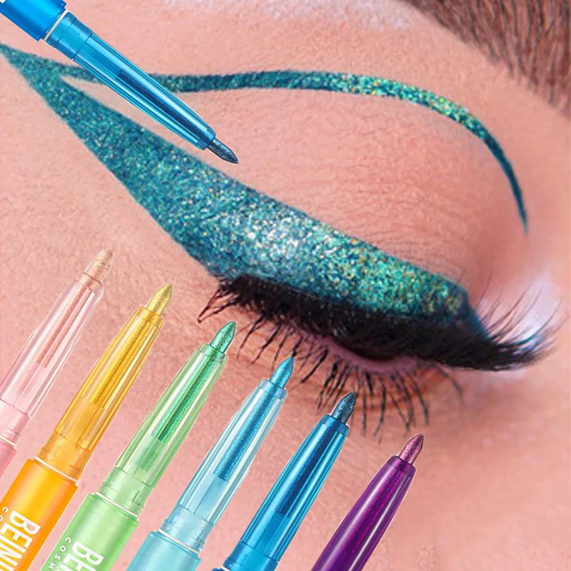 Waterproof Metallic Liquid Eyeliner with Pearlescent Finish - Quick-Dry, Brightening Makeup