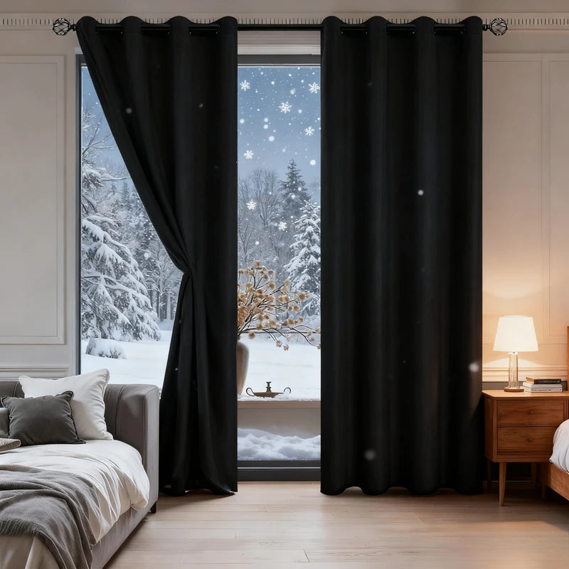 Winter Thickened Cotton Blackout Insulated Curtains for Bedroom & Living Room